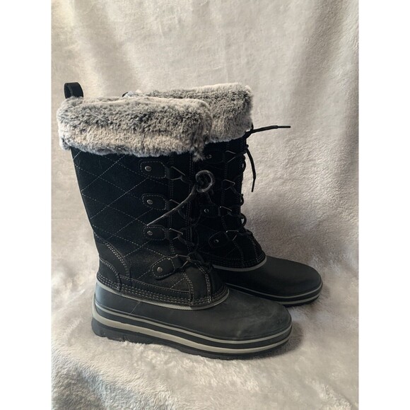 Khombu Winter Boots Womens 9 M Black Ellie Suede Faux Fur -20 Degrees Rated Cozy - Picture 9 of 16